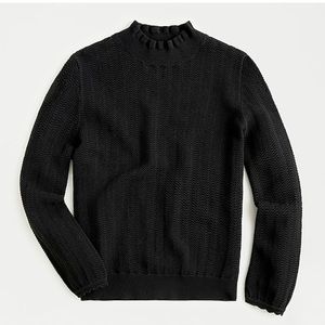 J Crew Pointelle Ruffle Mock Neck Sweater